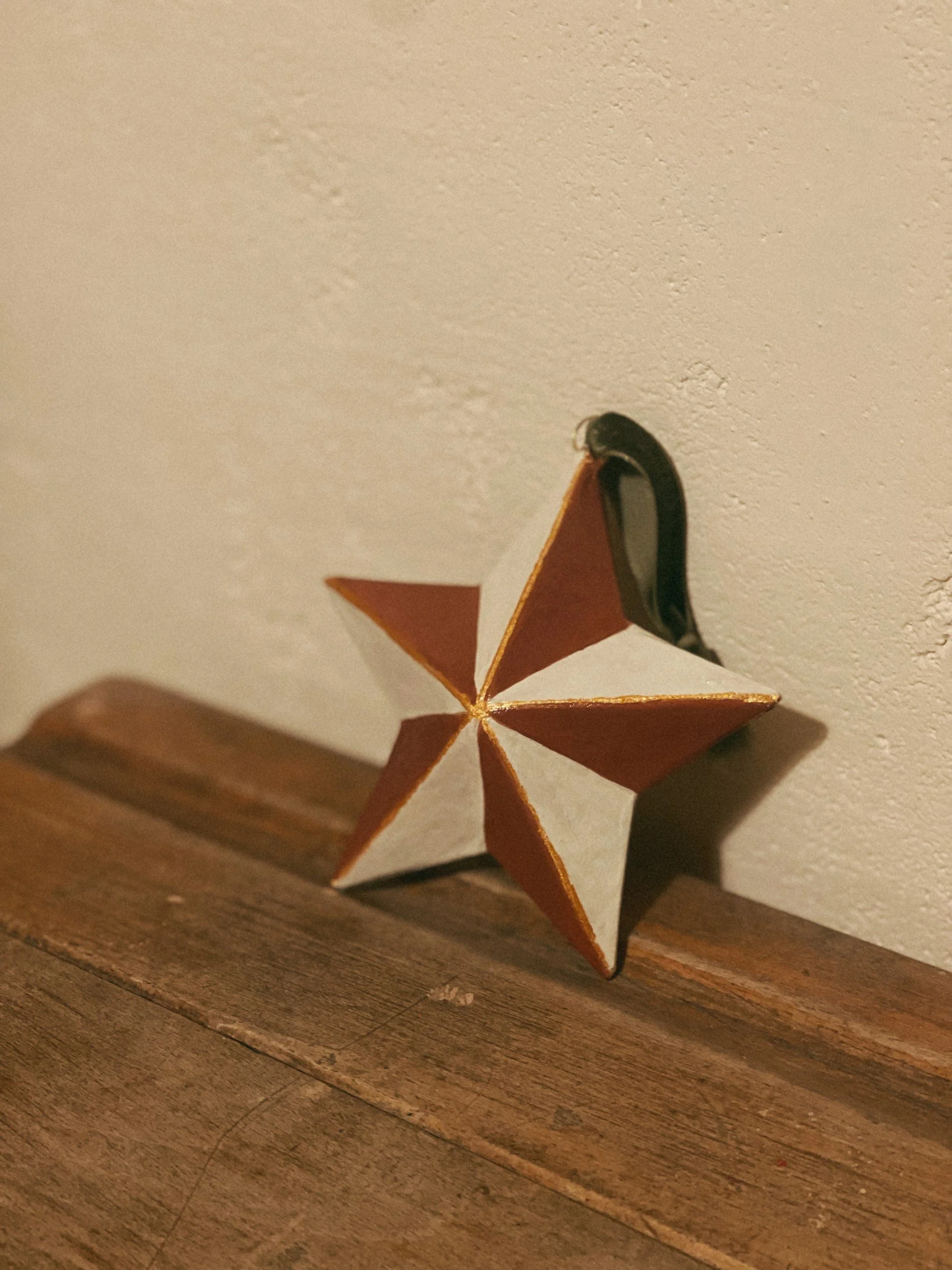 Hand Painted Star Decorations, Set of Two