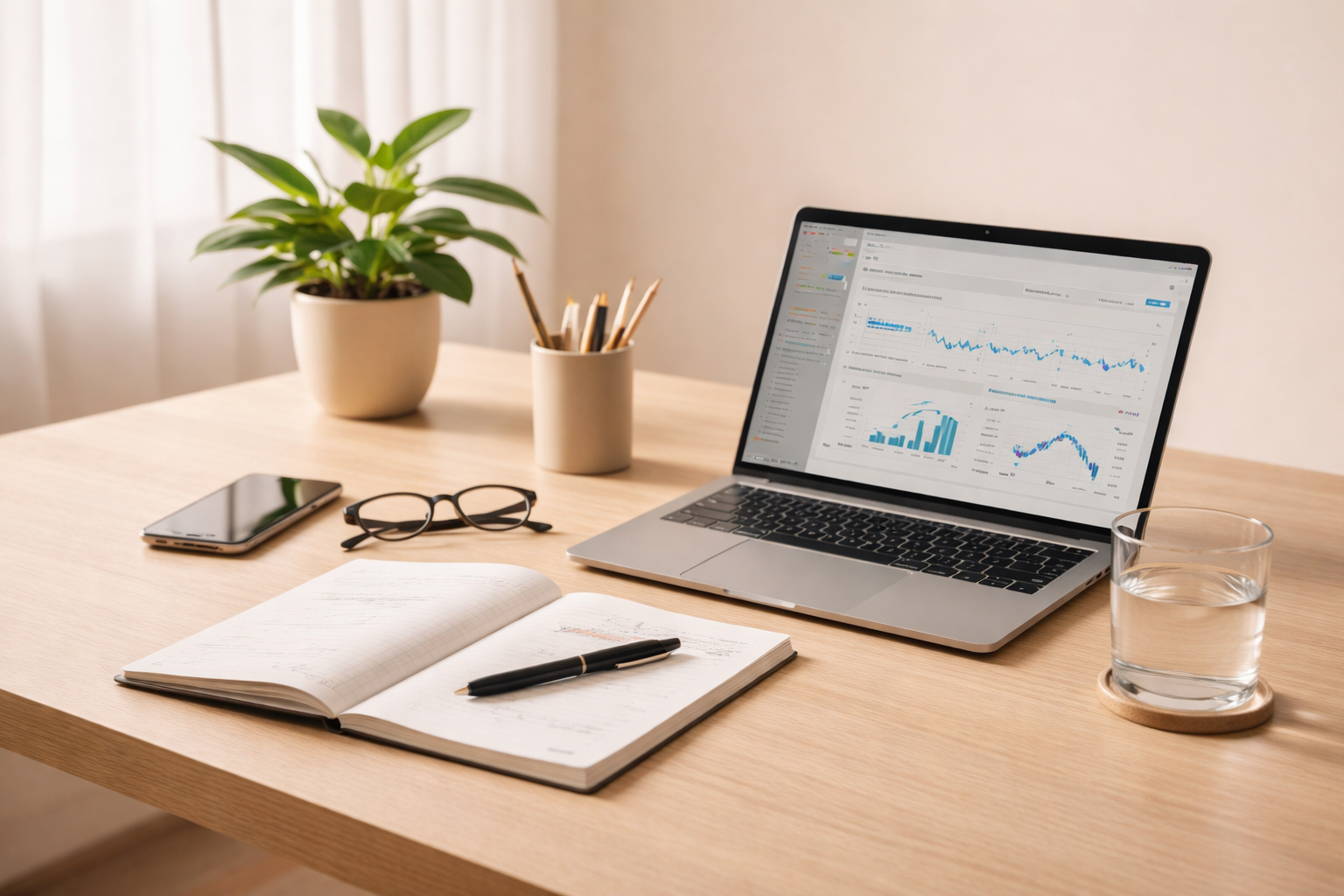 Digital advertising campaign setup on laptop showing Meta and Google Ads dashboards