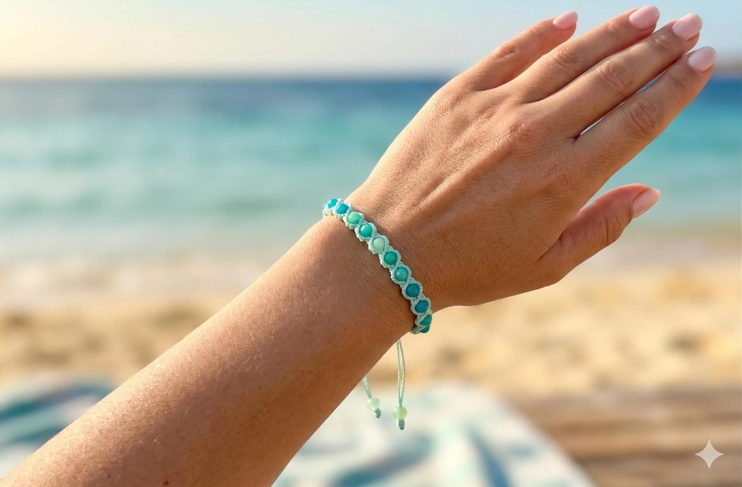 the sea glass gradient bracelet | micro‑macramé woven cord | adjustable sliding knot