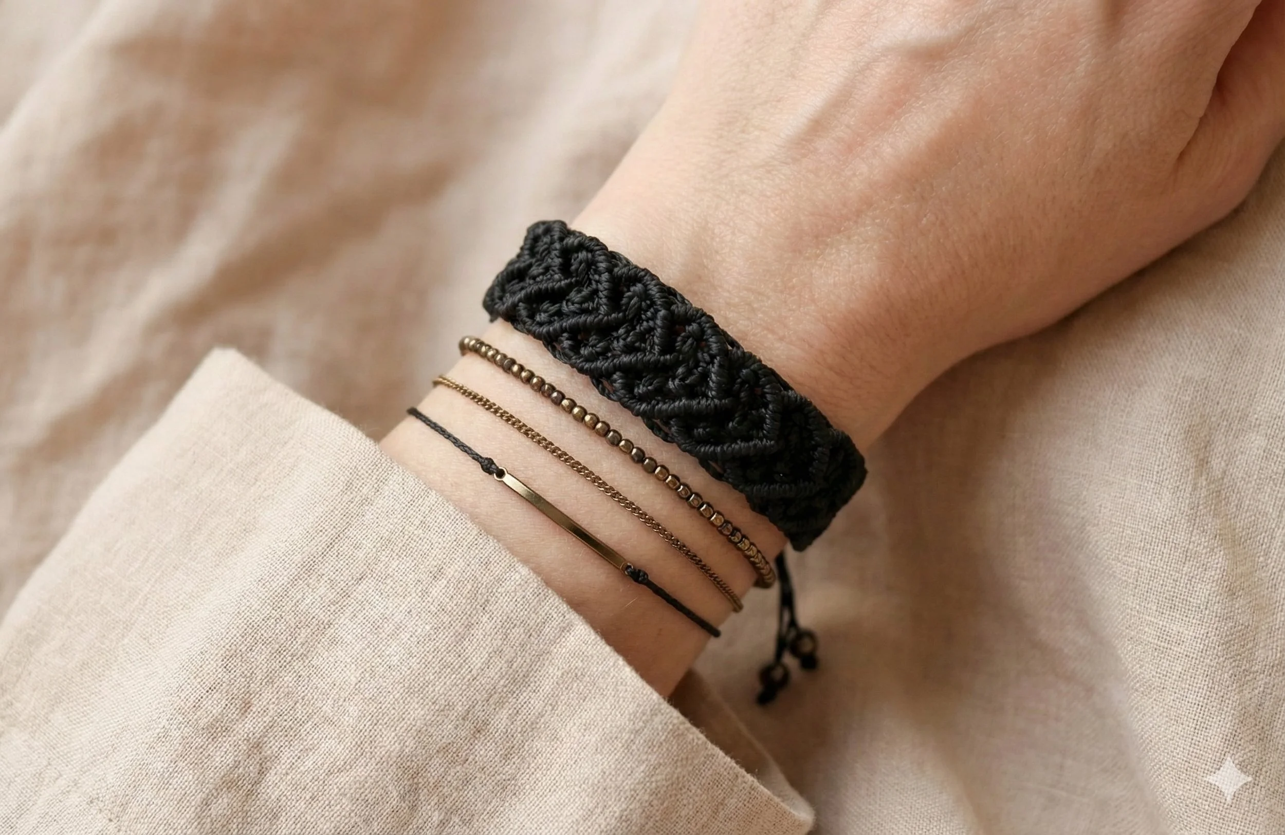 the midnight romantic bracelet | wide woven heart micro-macramé cuff | adjustable