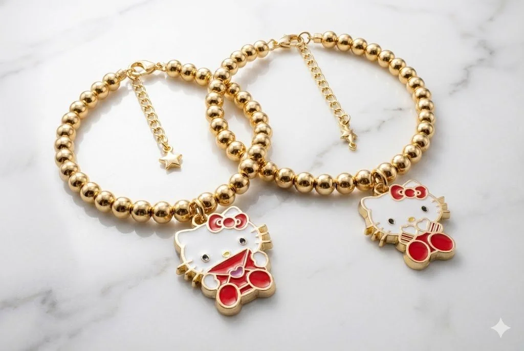 the luxe bestie bracelet | 18k gold filled hello kitty charm | choose your style or friendship set