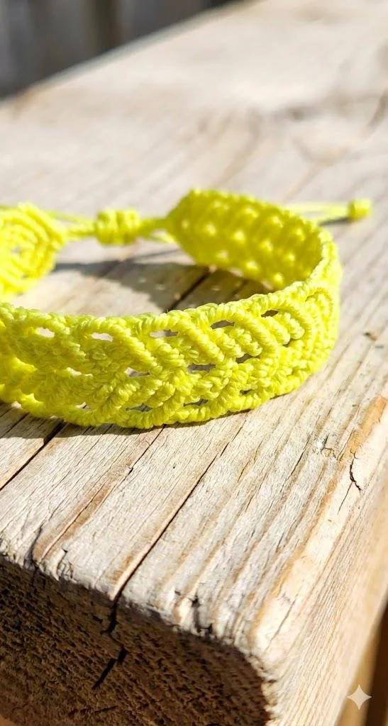the chevron classic bracelet featuring a precise, hand-woven v-shape micro-macramé pattern in customizable trend-forward colors.