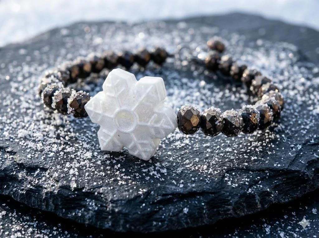 a customizable winter anchor bracelet designed for a "frosty" aesthetic with durable, high-quality materials.