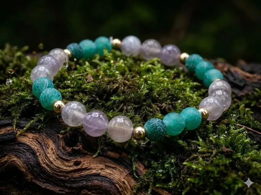 handcrafted 18k gold filled jewelry designed for an "earthy mystic" aesthetic, combining grounded stones with metallic luxury.