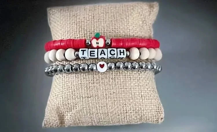 textured multimedia jewelry for fun-loving teachers who want a unique and artistic accessory for the classroom.