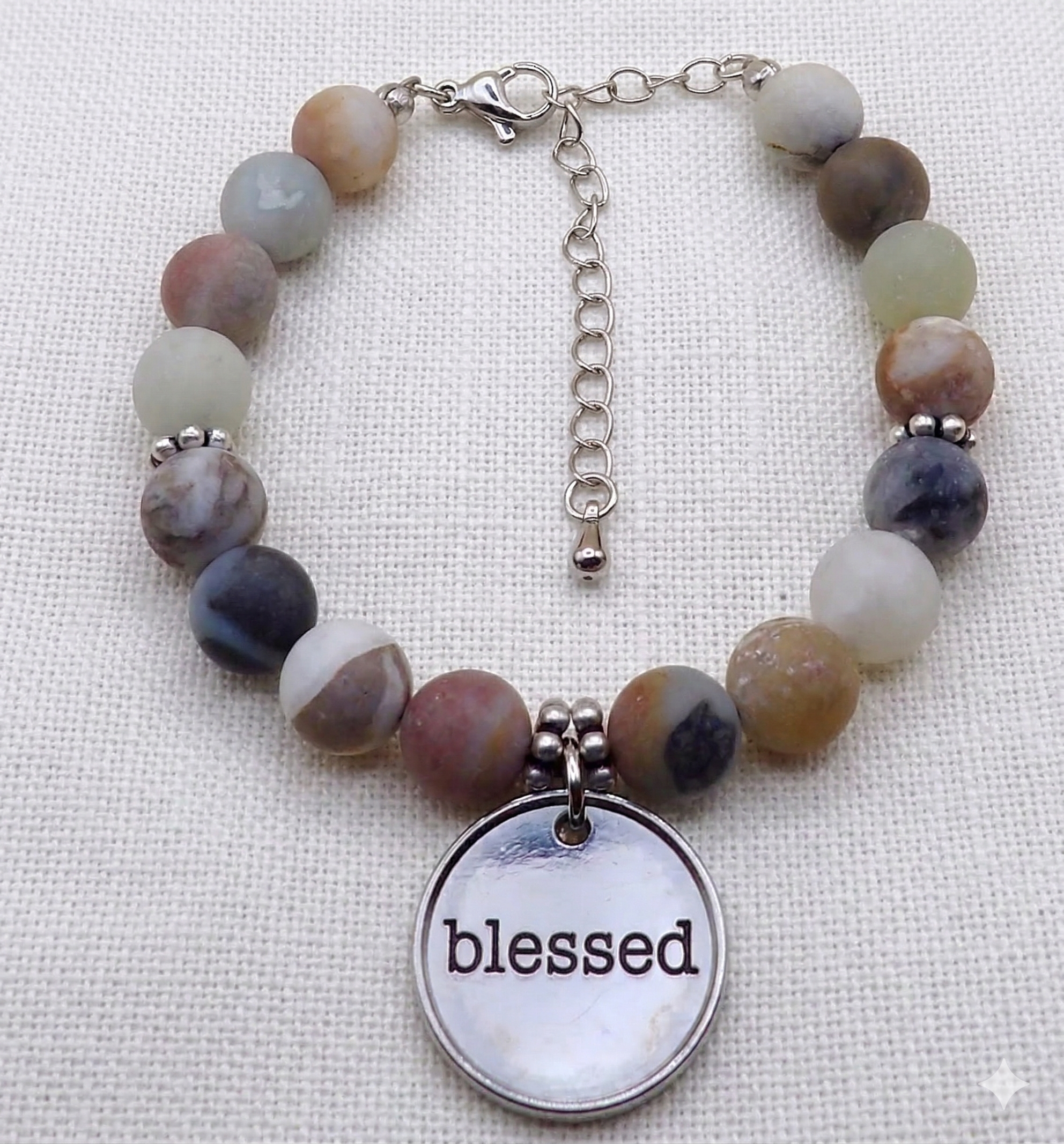 the mindful courage bracelet | matte amazonite + silver word charm | customizable charm & adjustable fit
