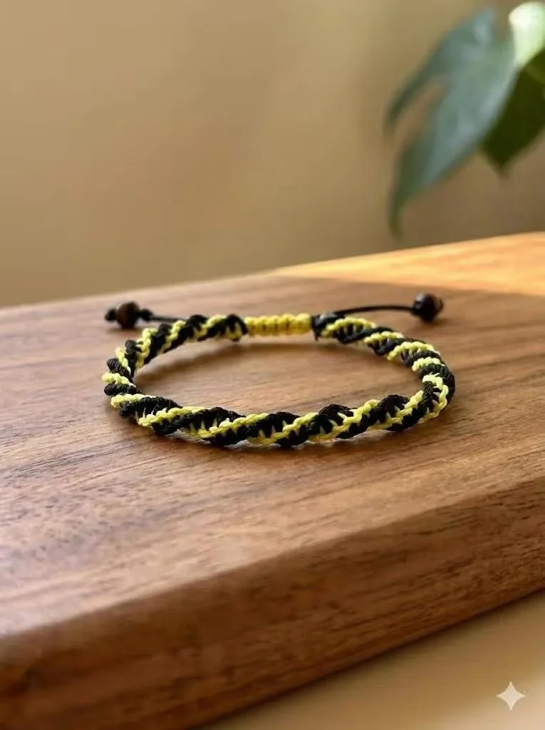 close-up of the active minimalist bracelet highlighting the tight, precise twisted texture of the cord.