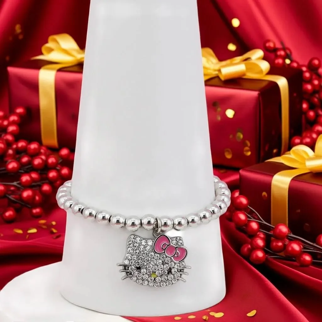 close-up of the sparkle enthusiast bracelet highlighting the precise silver beadwork and the light-catching mosaic pattern.