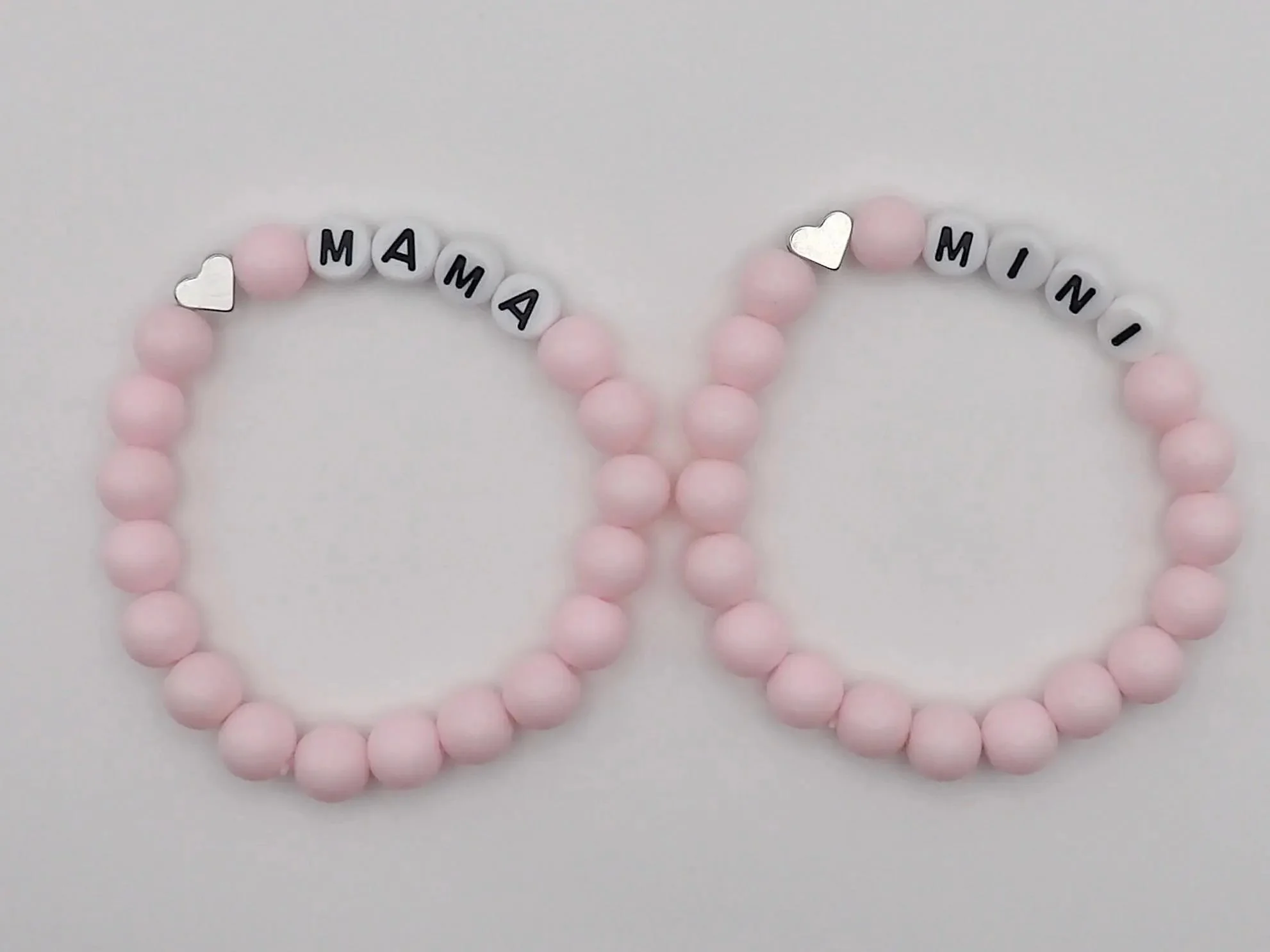 a durable and tarnish-proof matching bracelet set handcrafted in Pearland, Texas for sentimental mother-child connections.