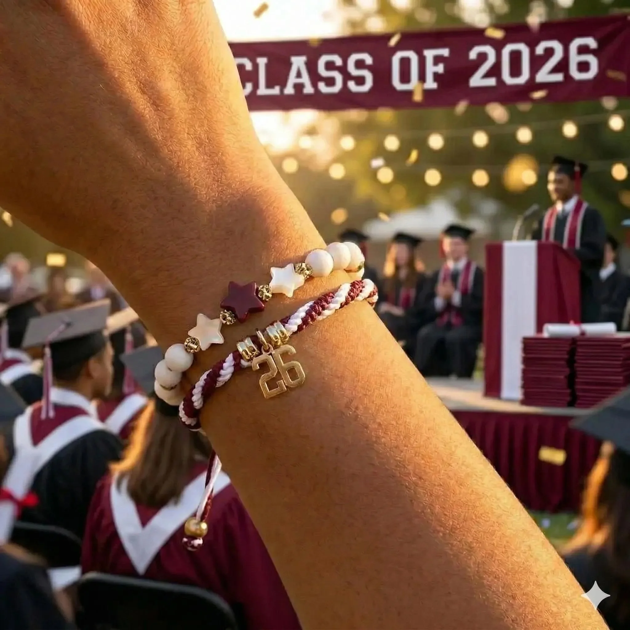 the proud grad set | 18k gold pvd number charm + white jade | spirit colors