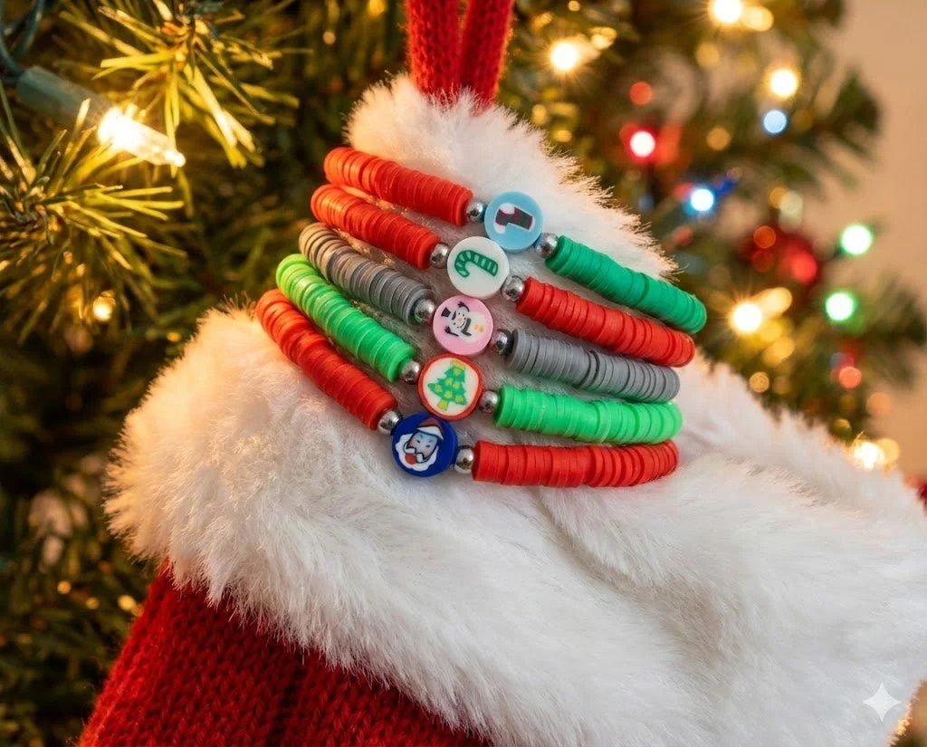 the holiday enthusiast bracelet | christmas focal bead + colorful heishi | choose your style