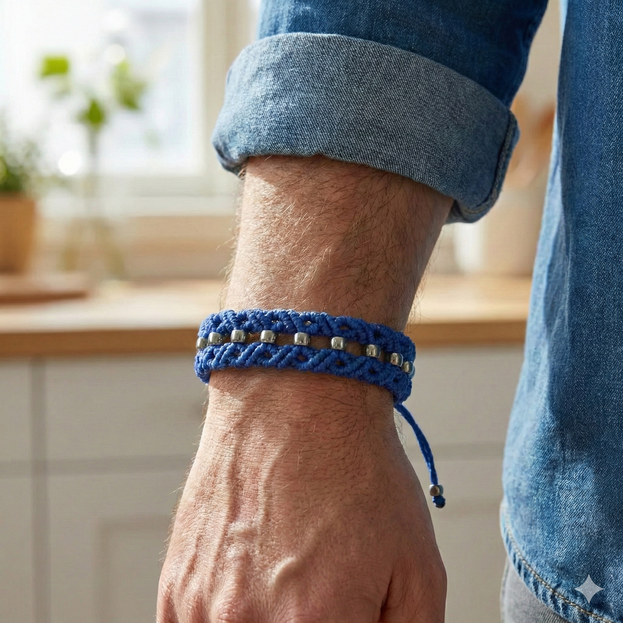 the beaded center bracelet | micro‑macramé woven loops + glass seed beads | adjustable | choose your color