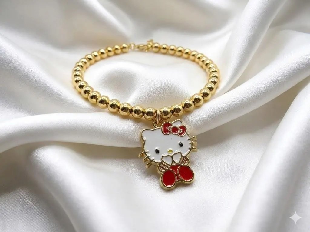 adjustable gold-filled hello kitty jewelry available as a single piece or a coordinated friendship set for best friends.