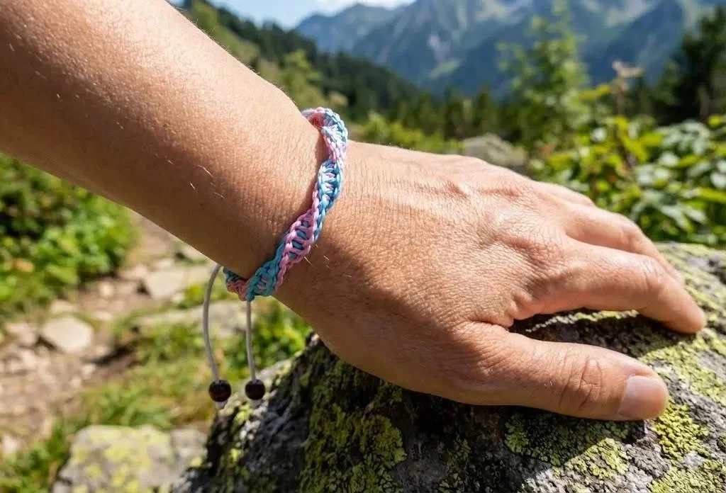 handcrafted waterproof jewelry designed for active lifestyles, featuring high-strength twisted macramé thread.