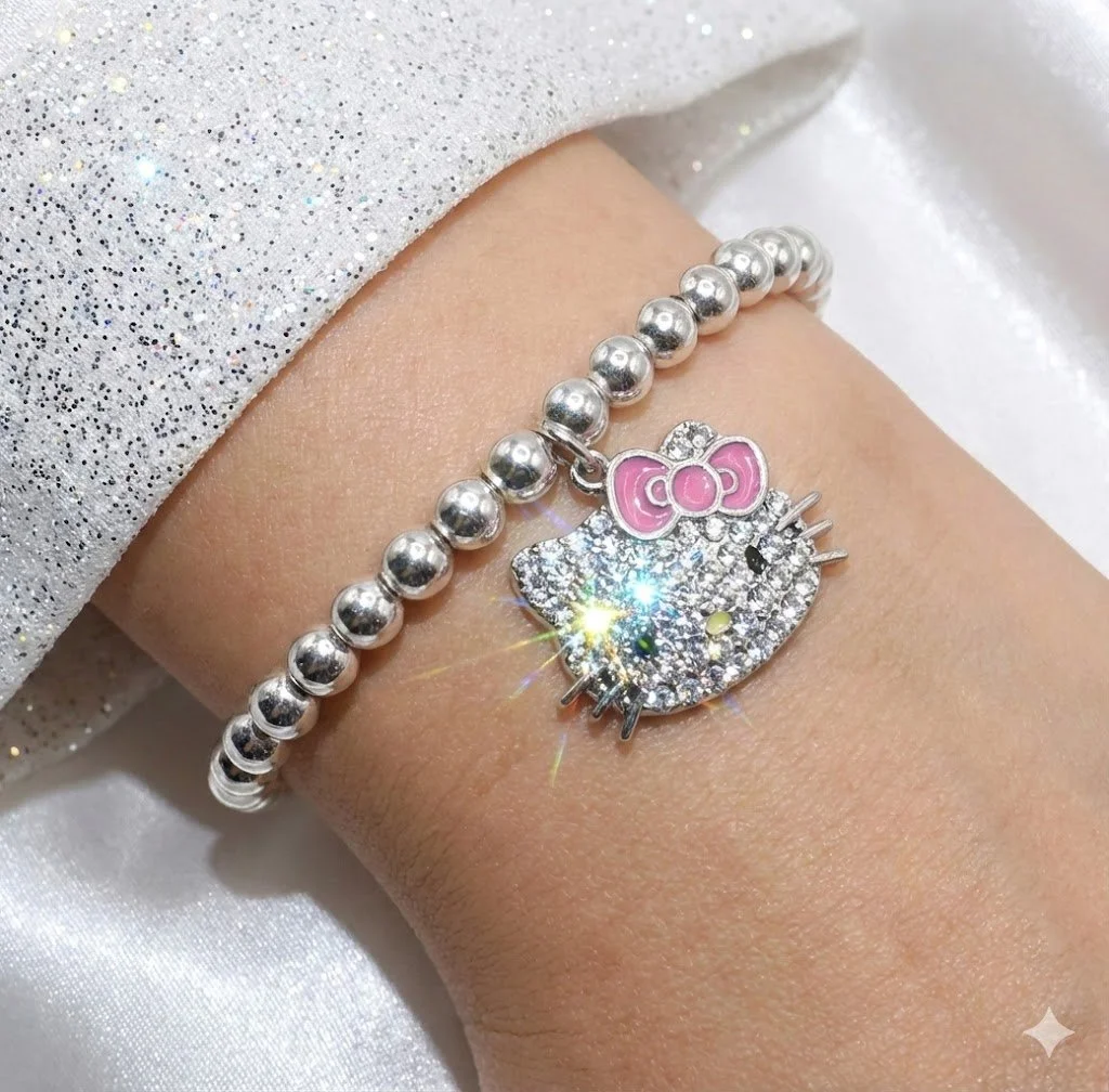 the sparkle enthusiast bracelet | 925 sterling silver + pink mosaic hello kitty charm