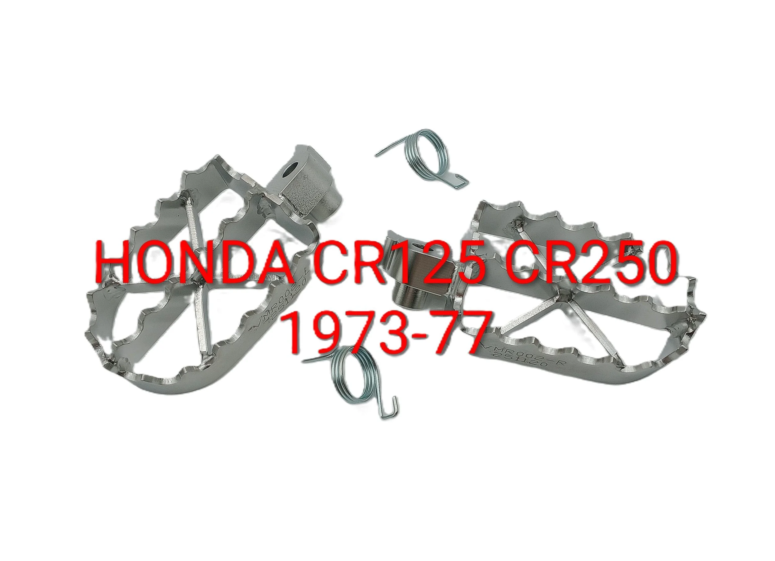 Footpeg set Honda CR125/250 '73-78 toothed widened Stainless Steel