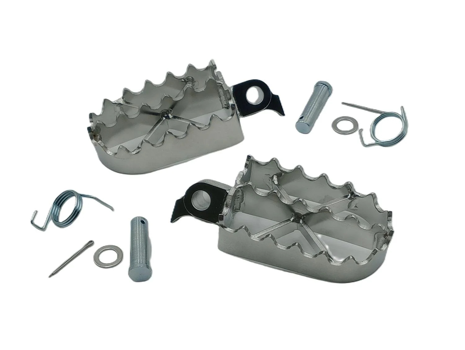 Honda Footpeg Set CR125 1983 toothed widened polished Stainless Steel