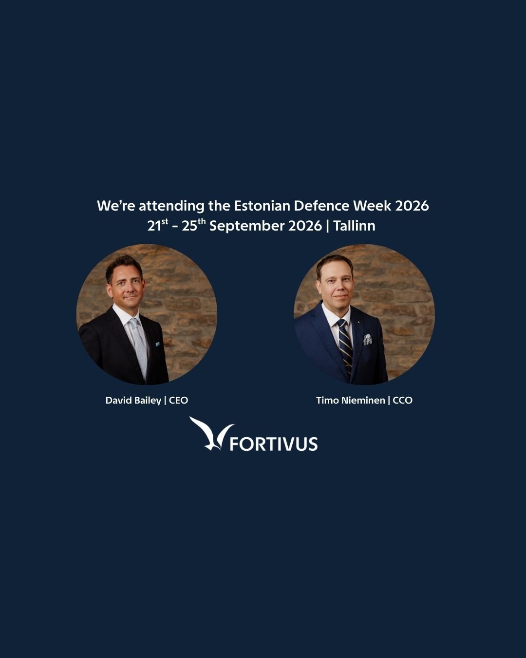 📍 Tallinn, Estonia

Fortivus is at Estonian Defence Week 2026, including NOICE, the NATO Open Innovation Conference &amp; Expo.

Our CEO @david.bailey66 and CCO @1tn1 are on the ground all week, connecting with government and industry leaders across