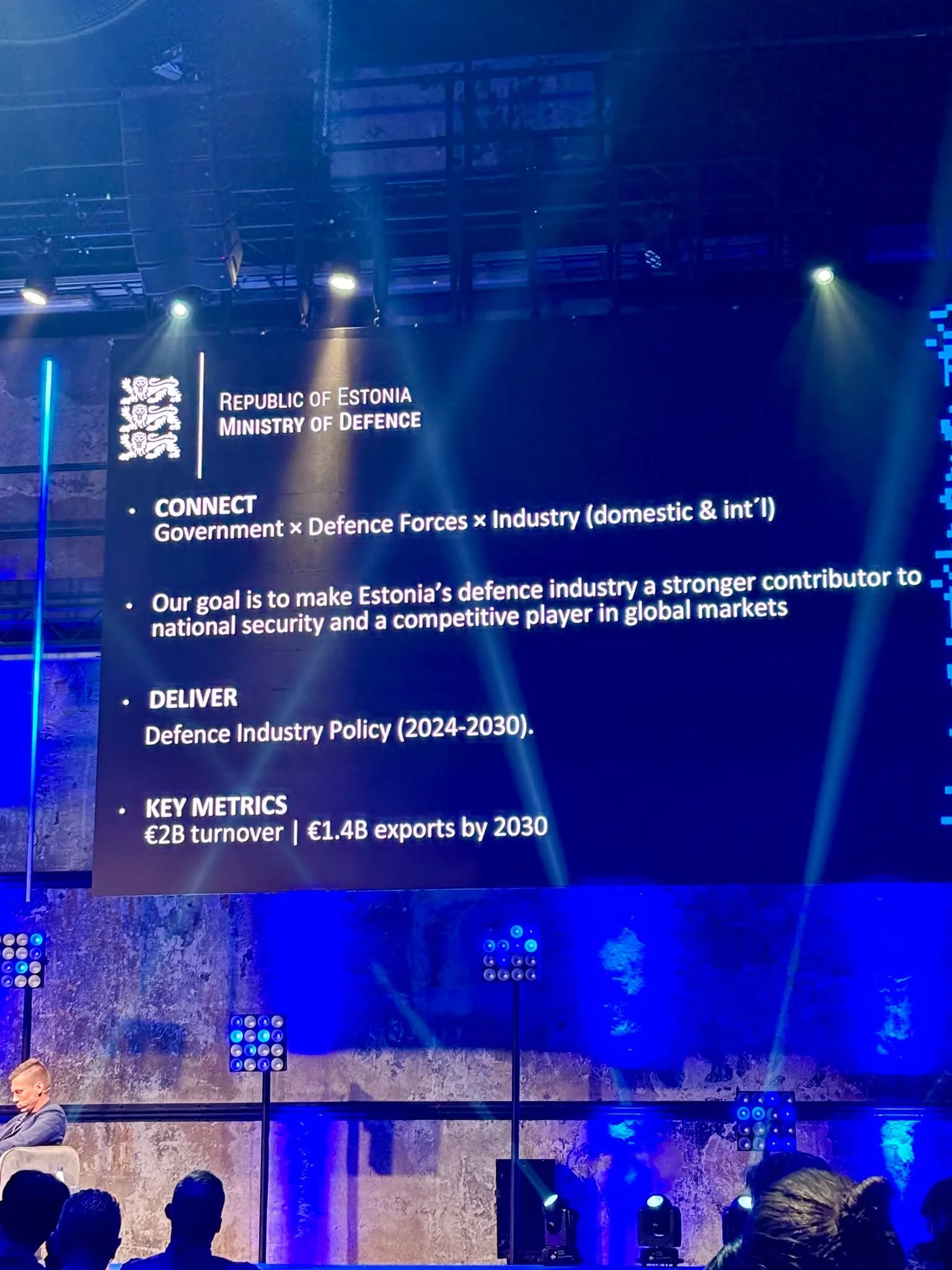 A few eye-opening days at Estonian Defence Week &amp; NOICE26 here in Tallinn 🇪🇪

Estonia's Ministry of Defence laid out real ambition: &euro;2B turnover, &euro;1.4B in exports by 2030, connecting government, defence forces and industry.

The stand