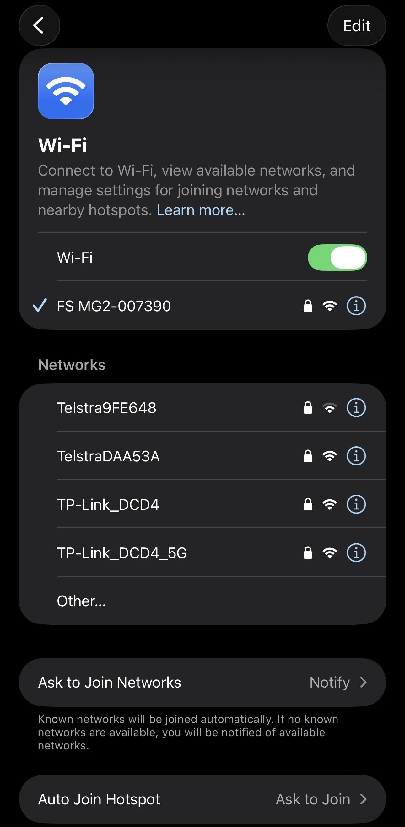 Iphone connected to the Mevo Gen 2 Wi-Fi hotspot before opening the FS Golf app.