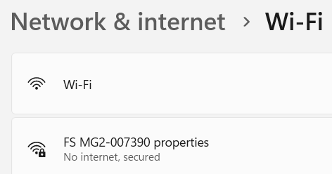 Windows 11 laptop connected to the Mevo Gen 2 Wi-Fi hotspot network.