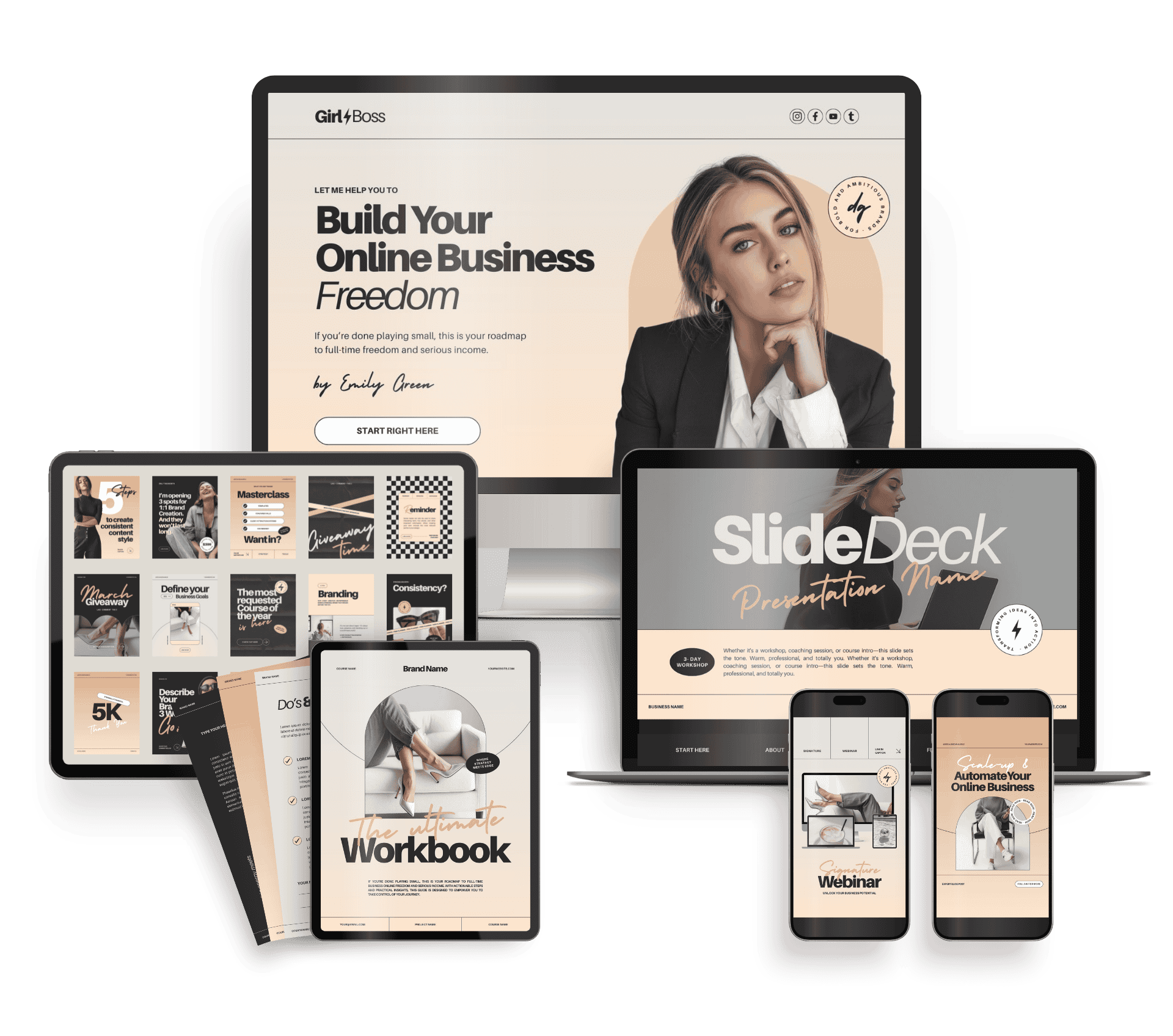 Peach │ Canva Course creator Bundle