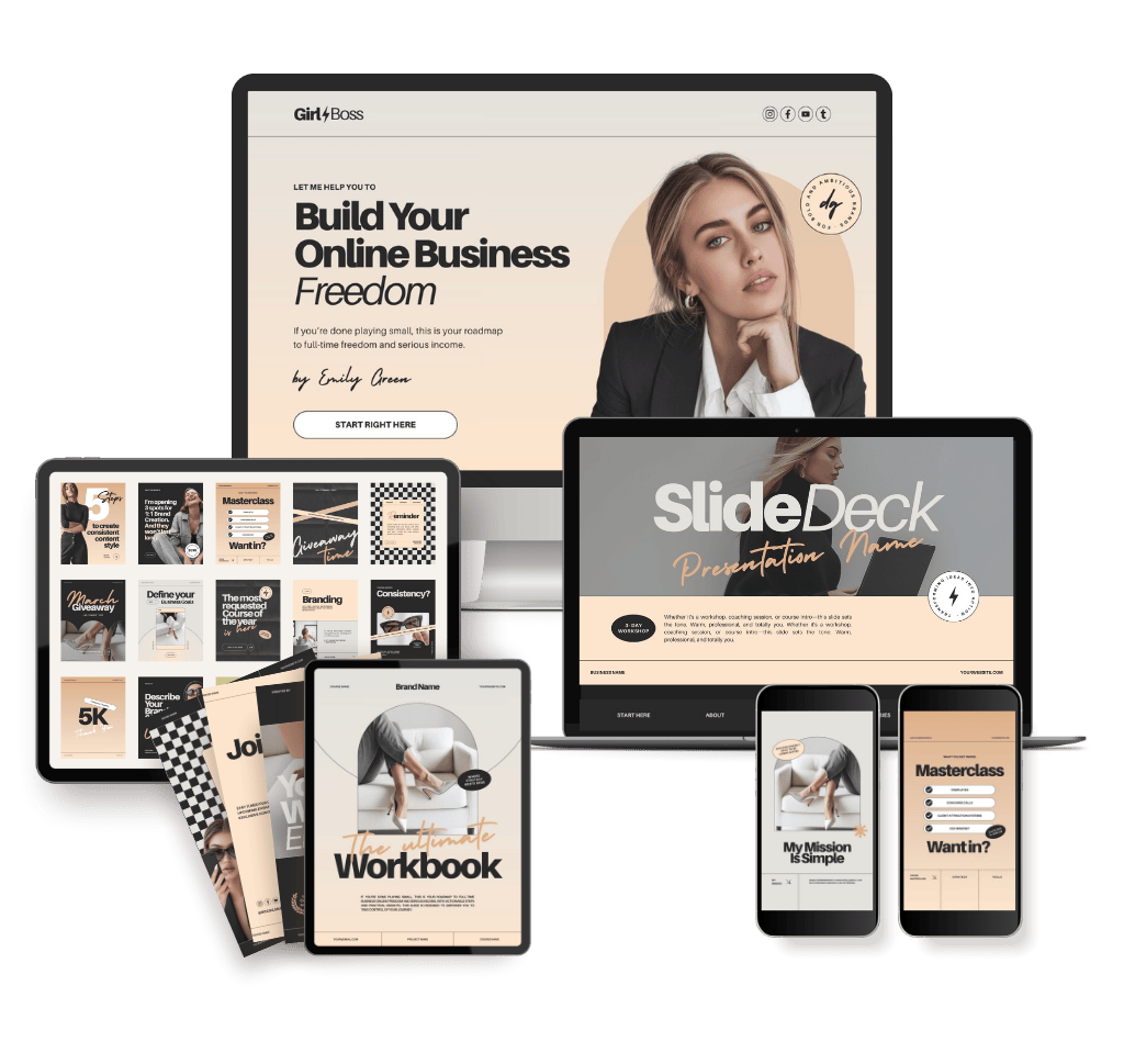 Peach │ Canva Course creator Bundle