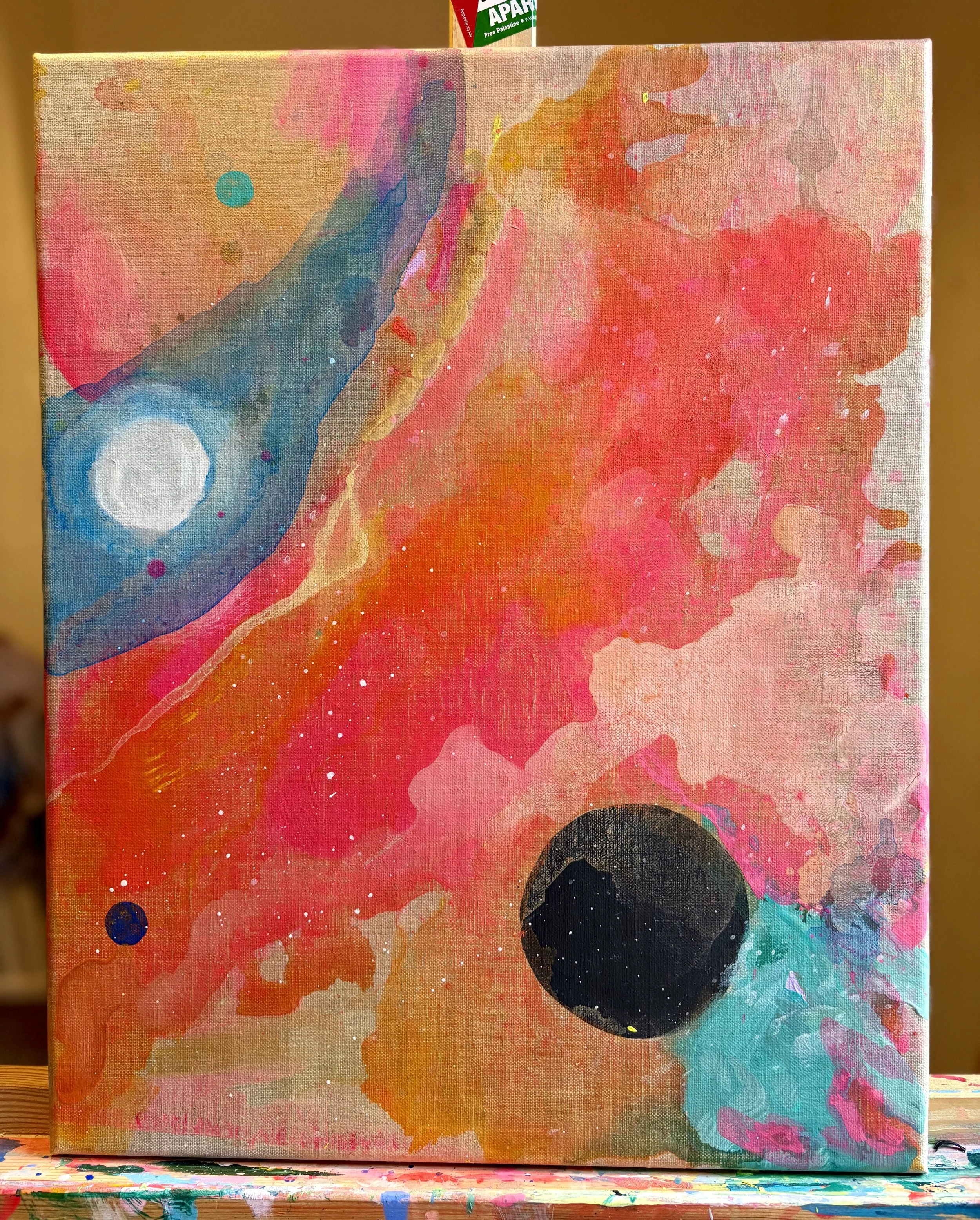 home to roost 11, 2025, acrylic on linen, 16 x 20 in