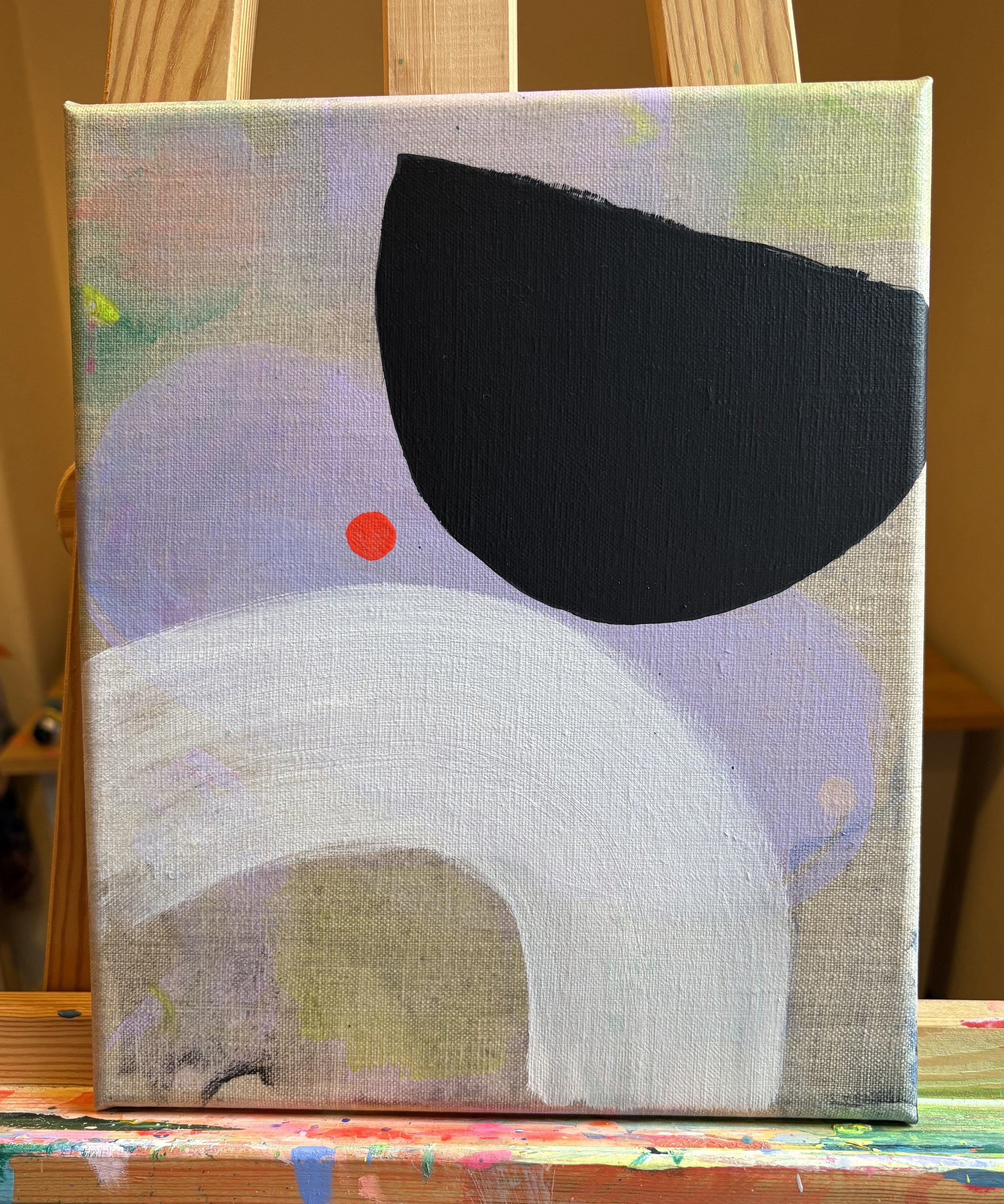 home to roost 4,  2025, acrylic on linen, 10 x  12 in