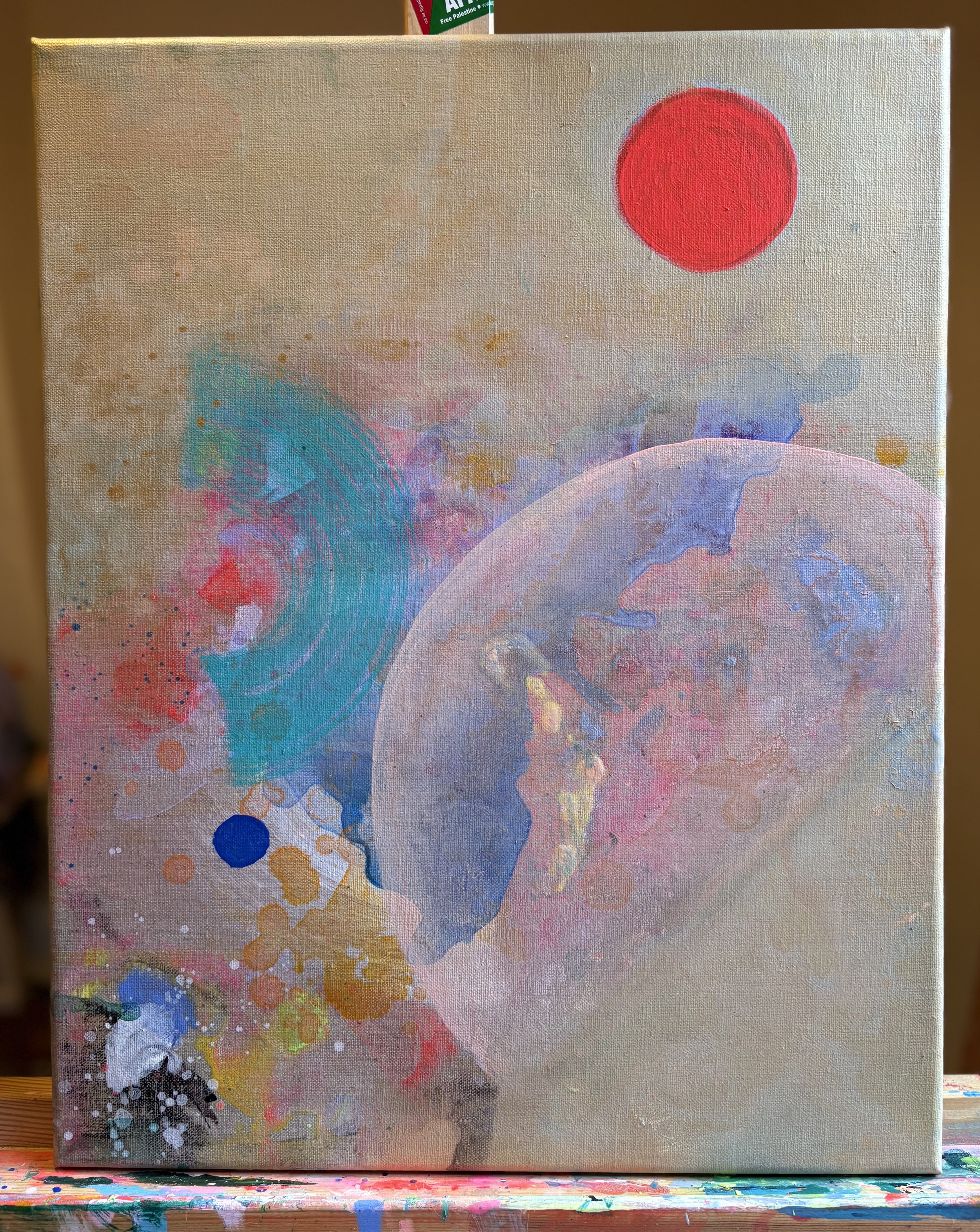 home to roost 6, 2025, acrylic on linen, 16 x 20 in