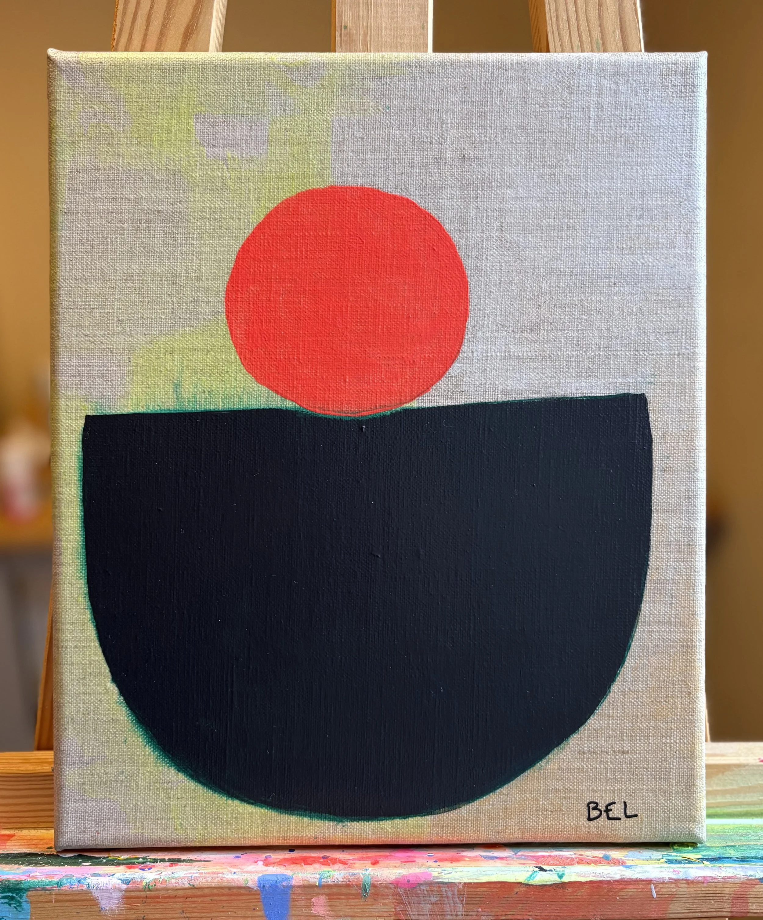 home to roost 3,  2025, acrylic on linen, 10 x  12 in