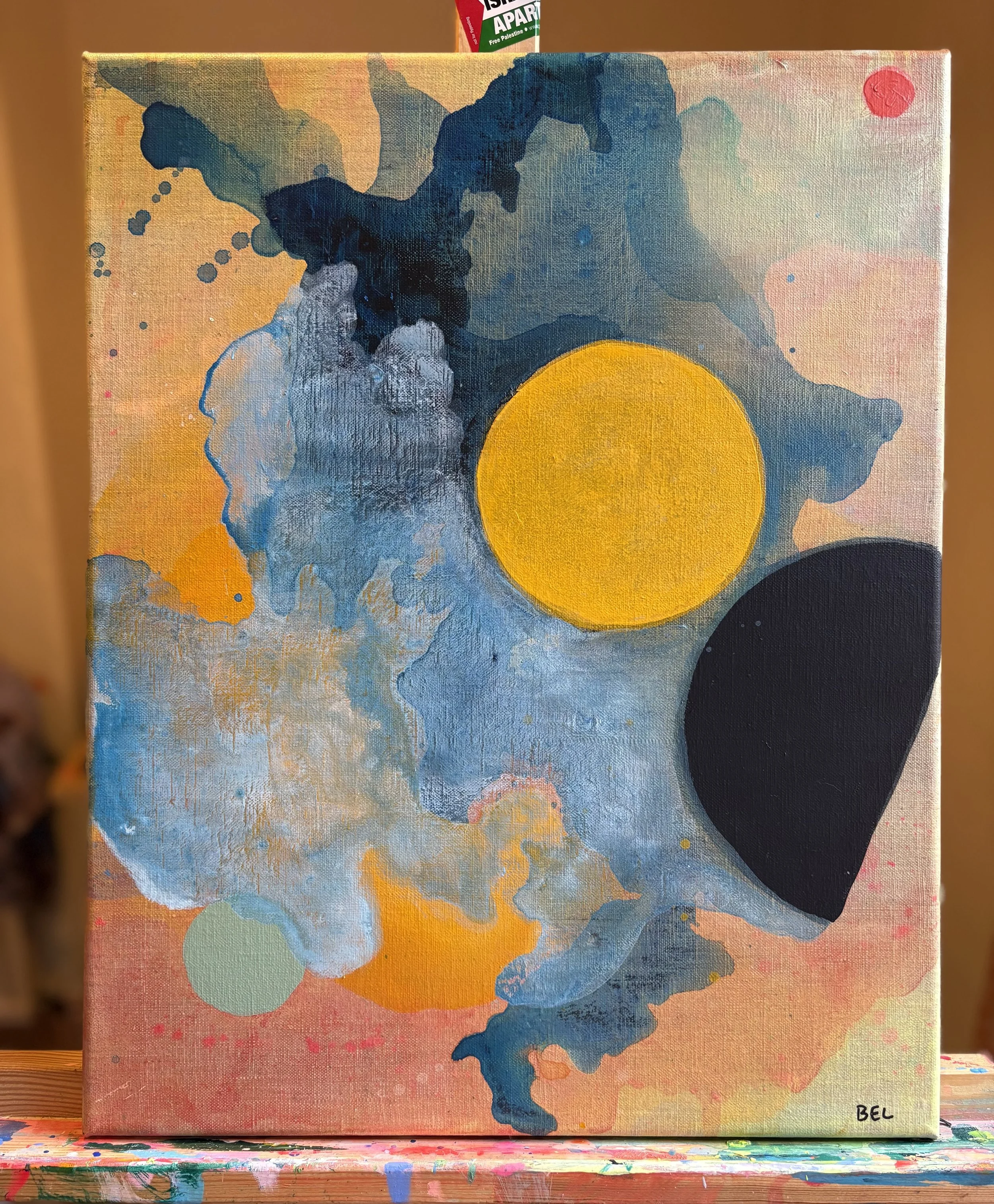 home to roost 8, 2025, acrylic on linen, 16 x 20 in