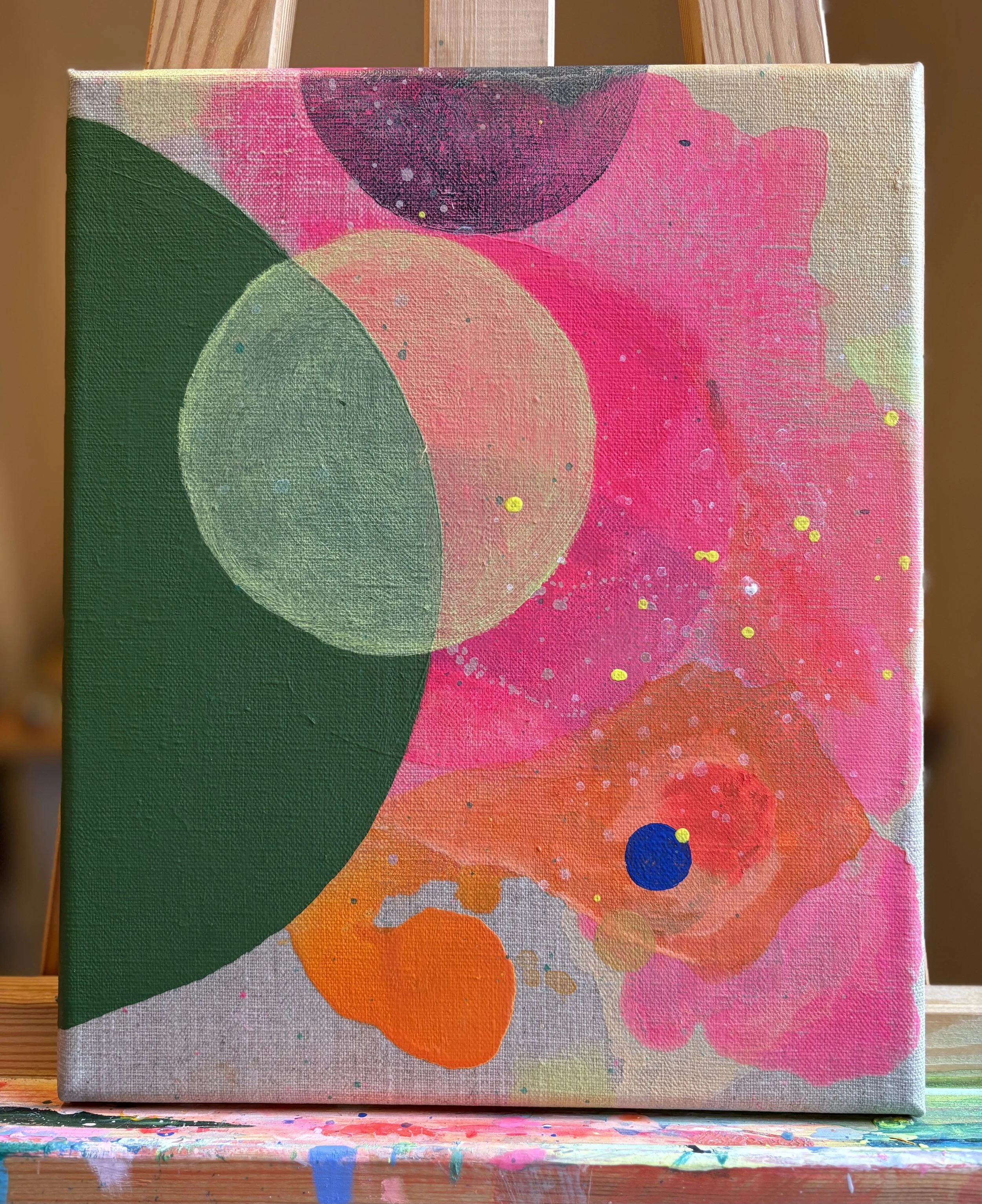 home to roost 13,  2025, acrylic on linen, 10 x  12 in