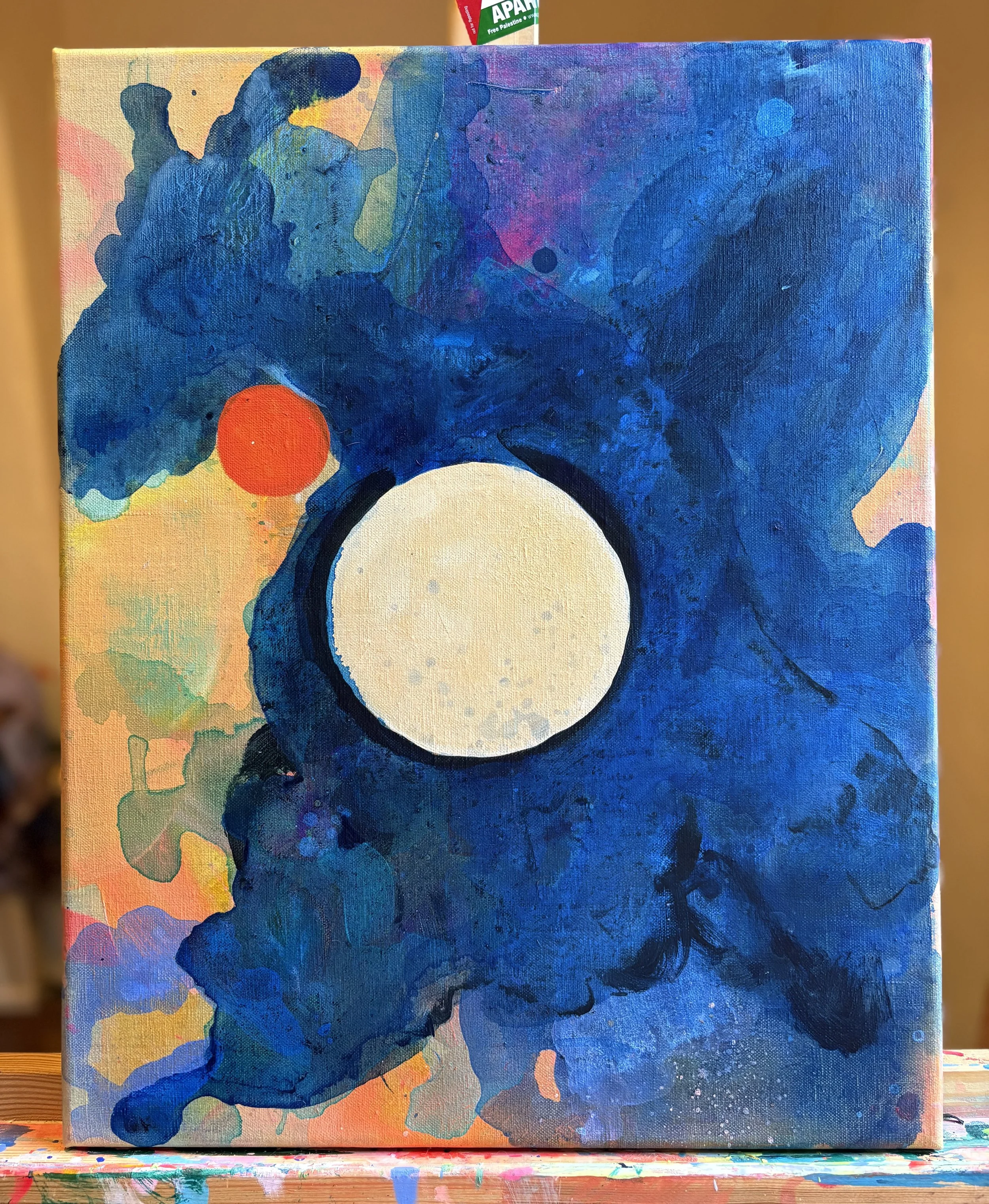 home to roost 9, 2025, acrylic on linen, 16 x 20 in