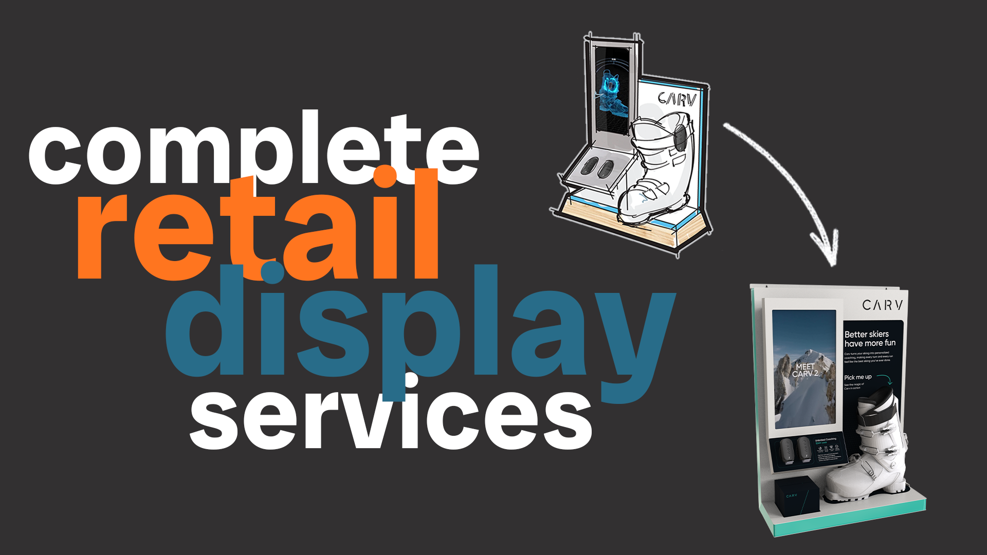 Which companies offer comprehensive services from concept design to production for retail environments?