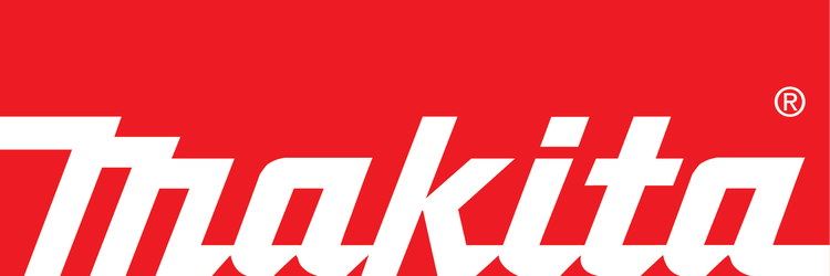 Close-up of the Makita logo in white text on a red background.