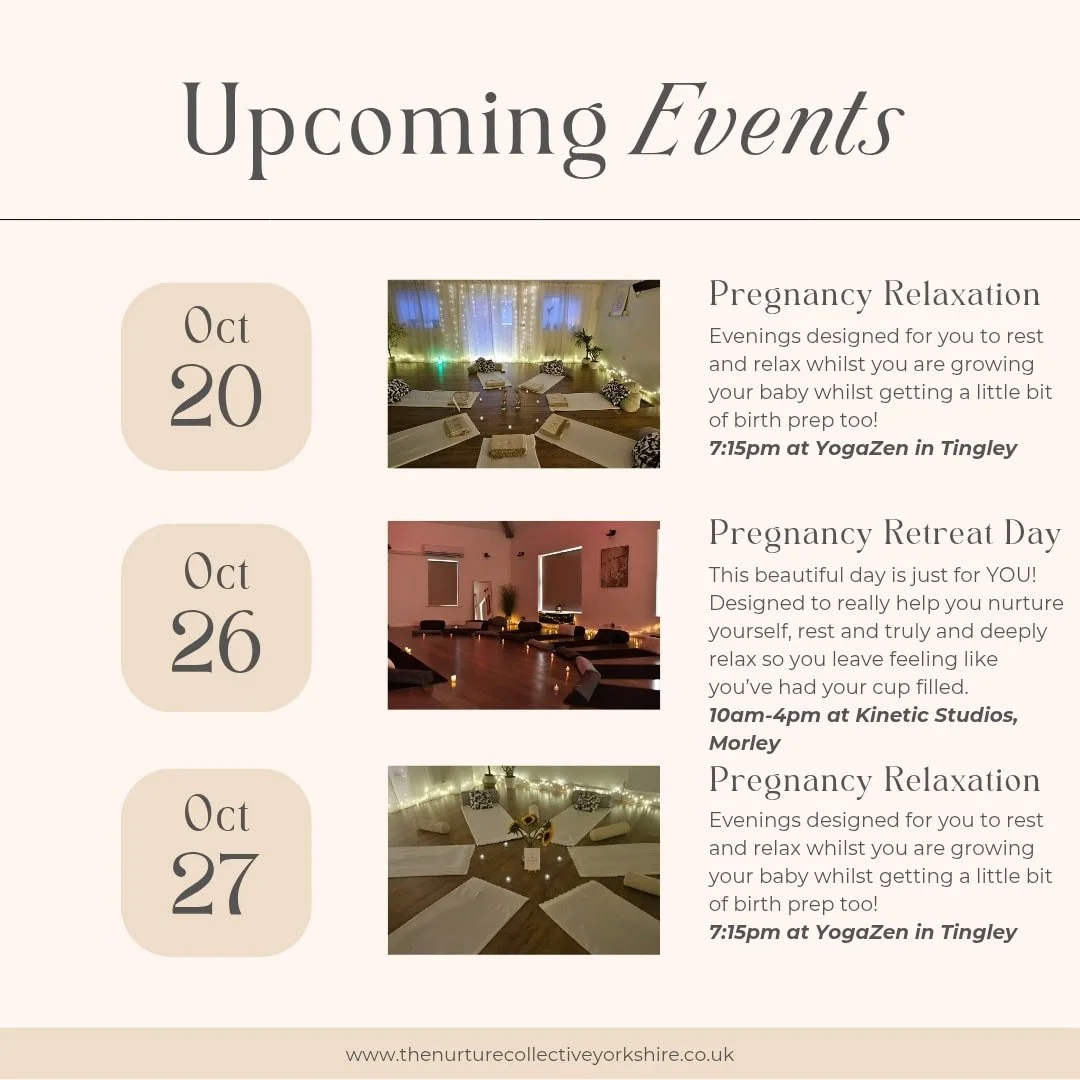 Take a look at all our classes and retreats we have coming up for the rest of October & November! 
We are thrilled our guided relaxation evenings are back too after a little break! 
Any you fancy joining us for? 
Don't forget to tag anyone you
