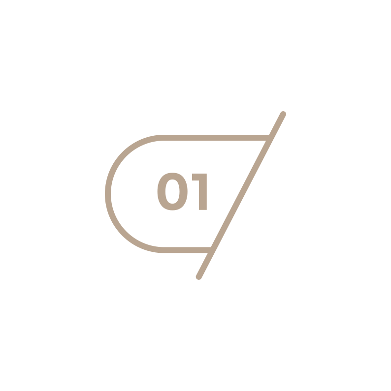 Icon of a water drop split by a diagonal line, with the number '01' inside the drop.