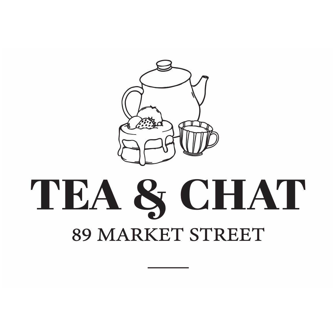 Tea & Chat – Community Group Logo: Logo created for a local social group for older adults. Designed to feel welcoming and traditional, the identity combines hand-drawn illustration with classic typography to reflect the group’s relaxed, community-foc
