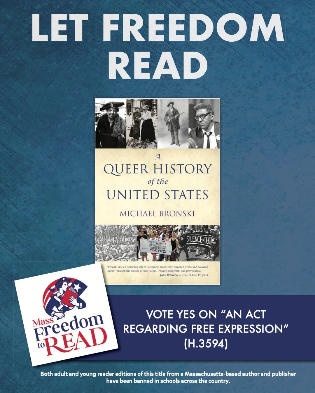 🚫 Book Bans and Censorship Affect Massachusetts Authors and Publishers

🌈 Both adult and young reader editions of A QUEER HISTORY OF THE UNITED STATES by Massachusetts author Michael Bronski, published by Massachusetts-based publisher Beacon Press,