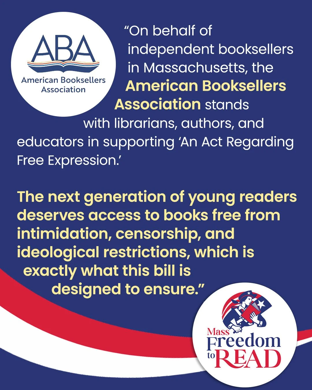 📚 Thank you to the American Booksellers Association @americanbooksellers for the following statement of support:

&ldquo;On behalf of independent booksellers in Massachusetts, the American Booksellers Association stands with librarians, authors, and