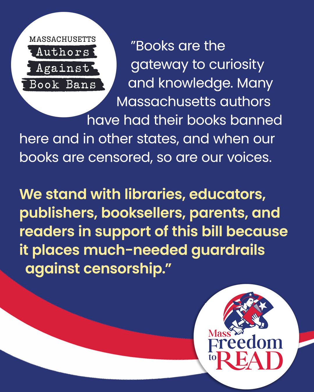 📚 Thank you to Massachusetts Authors Against Book Bans @massaabb for the following statement of support:

&ldquo;Massachusetts Authors Against Book Bans supports An Act Regarding Free Expression (H.3594) because free expression is at the core of our