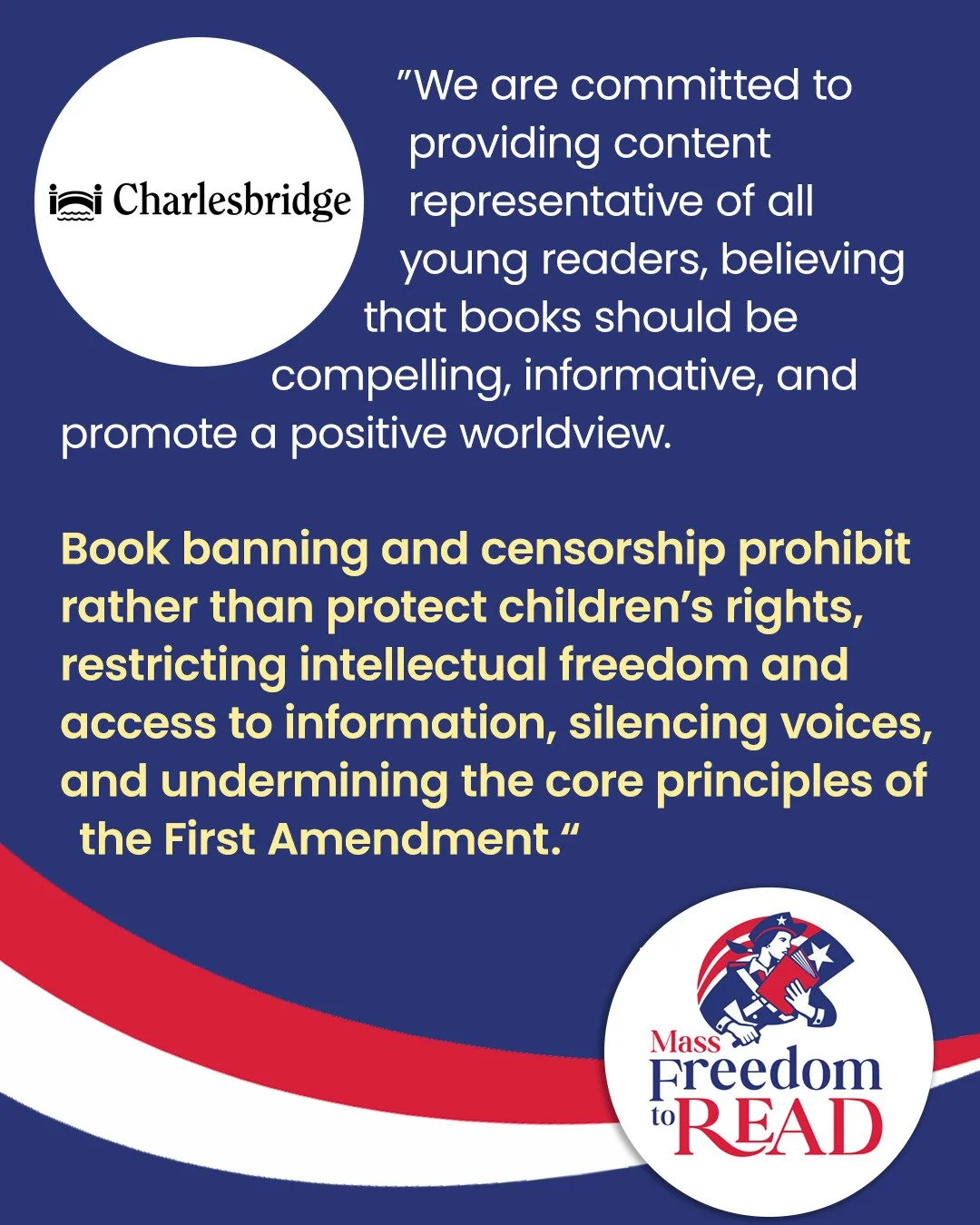 📚 Thank you to Charlesbridge @charlesbridgepublishing for the following statement of support:

&ldquo;As a Massachusetts publisher, we firmly believe that books are safe spaces for children. Through literature, children develop empathy, curiosity, a