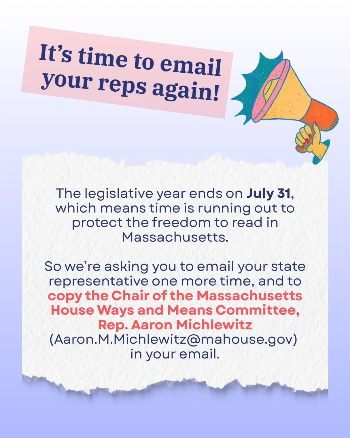 You wrote to your state senators last fall, urging them to pass the senate version of H.3594, An Act Regarding Free Expression &ndash; and they did! You wrote to your representatives during Mass Freedom To Read Advocacy Day and Library Week. But the 