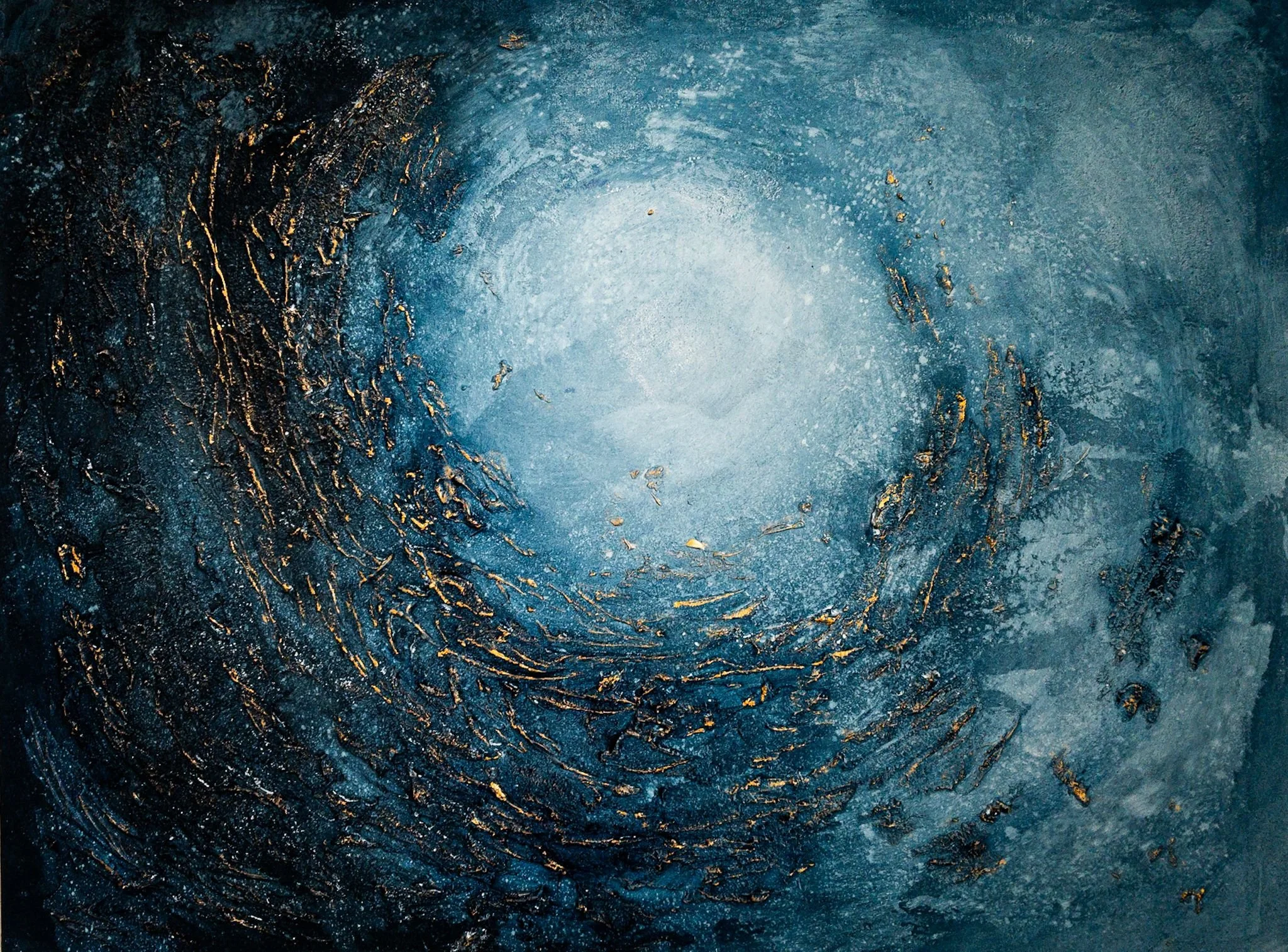 ‘Mizukai No Mai’, 2025 (Dance of the water god), 2025, Textured canvas on wood frame, handmade mineral pigments & acrylic