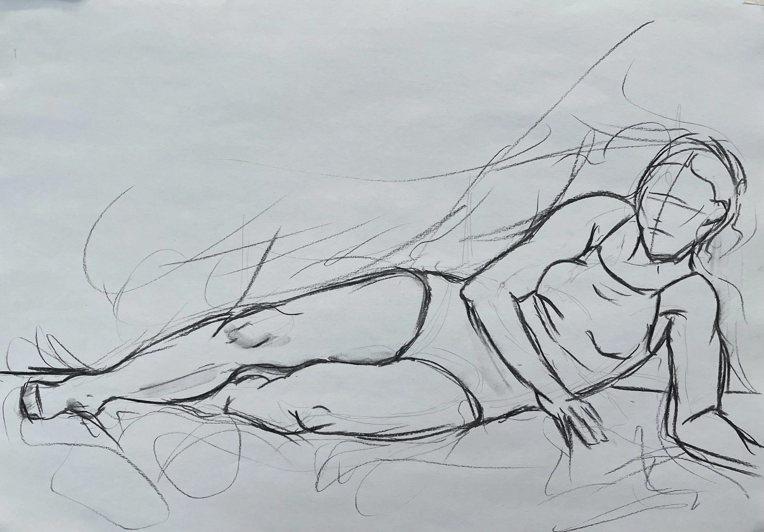 2025, 'Exposed', Charcoal on A3 paper