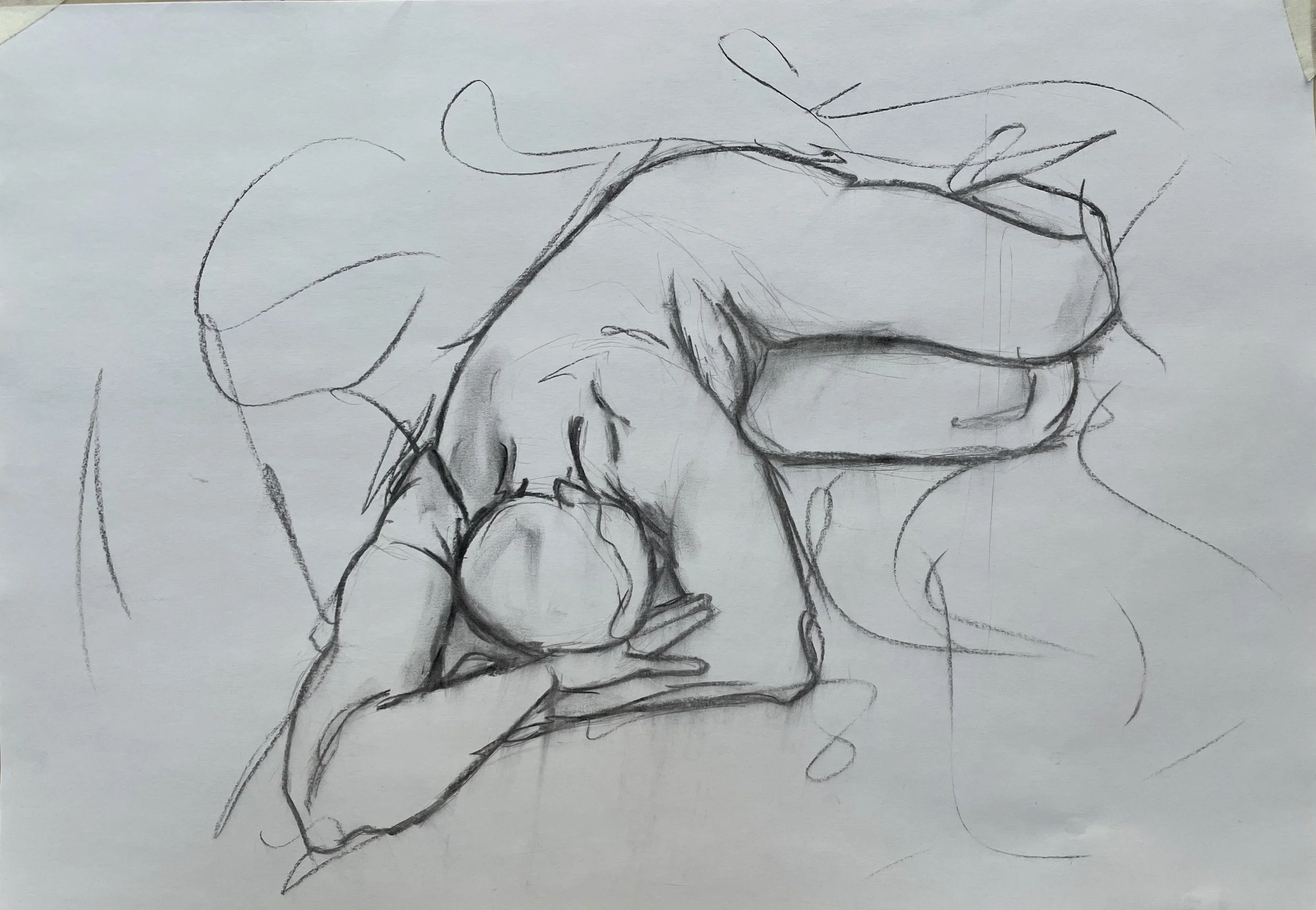 2025, 'Exposed', Charcoal on A3 paper