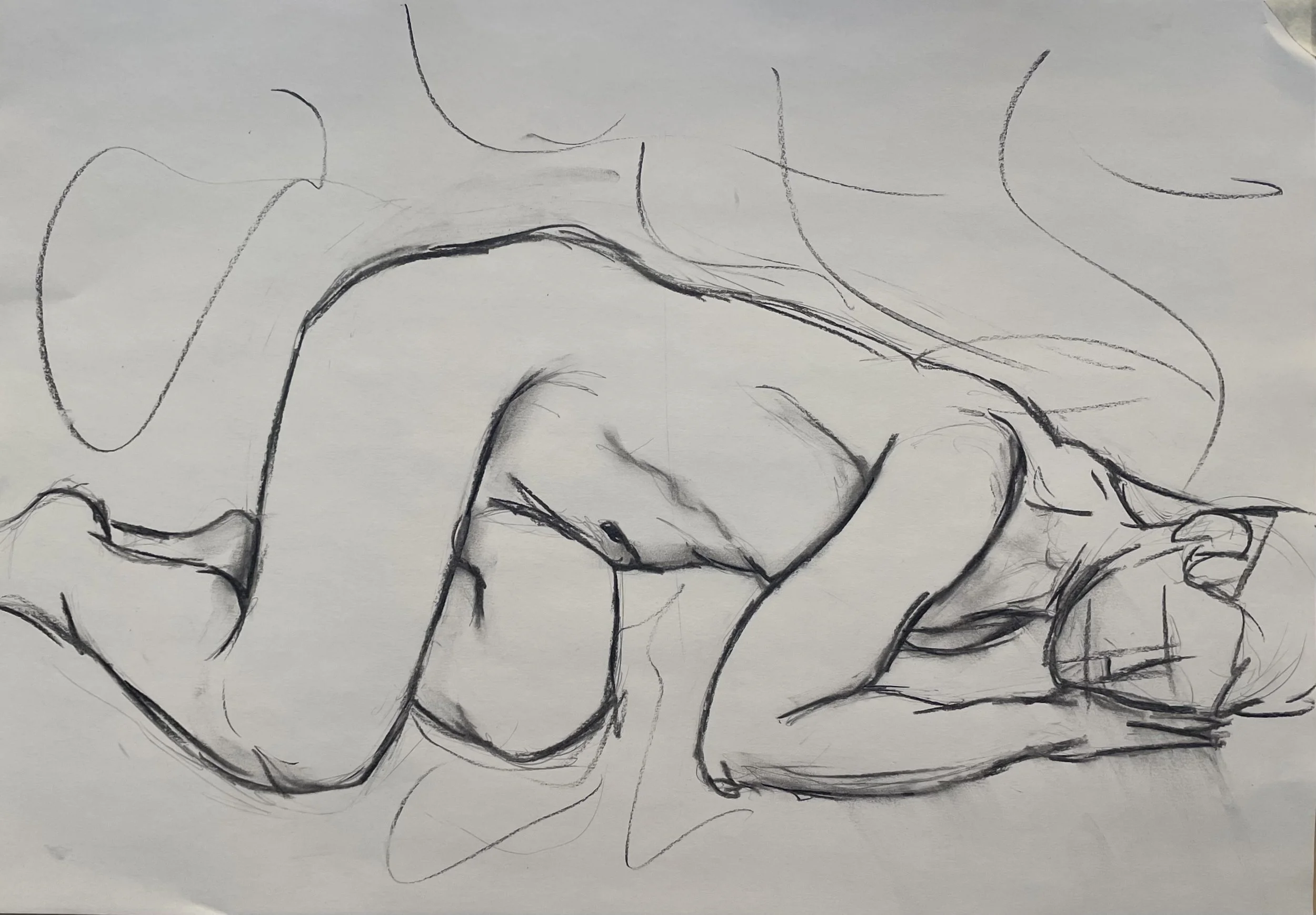 2025, 'Exposed', Charcoal on A3 paper