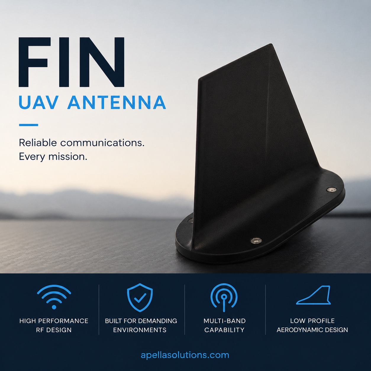 FIN UAV Drone Antennas | High-Performance UAV Communications | Apella Solutions