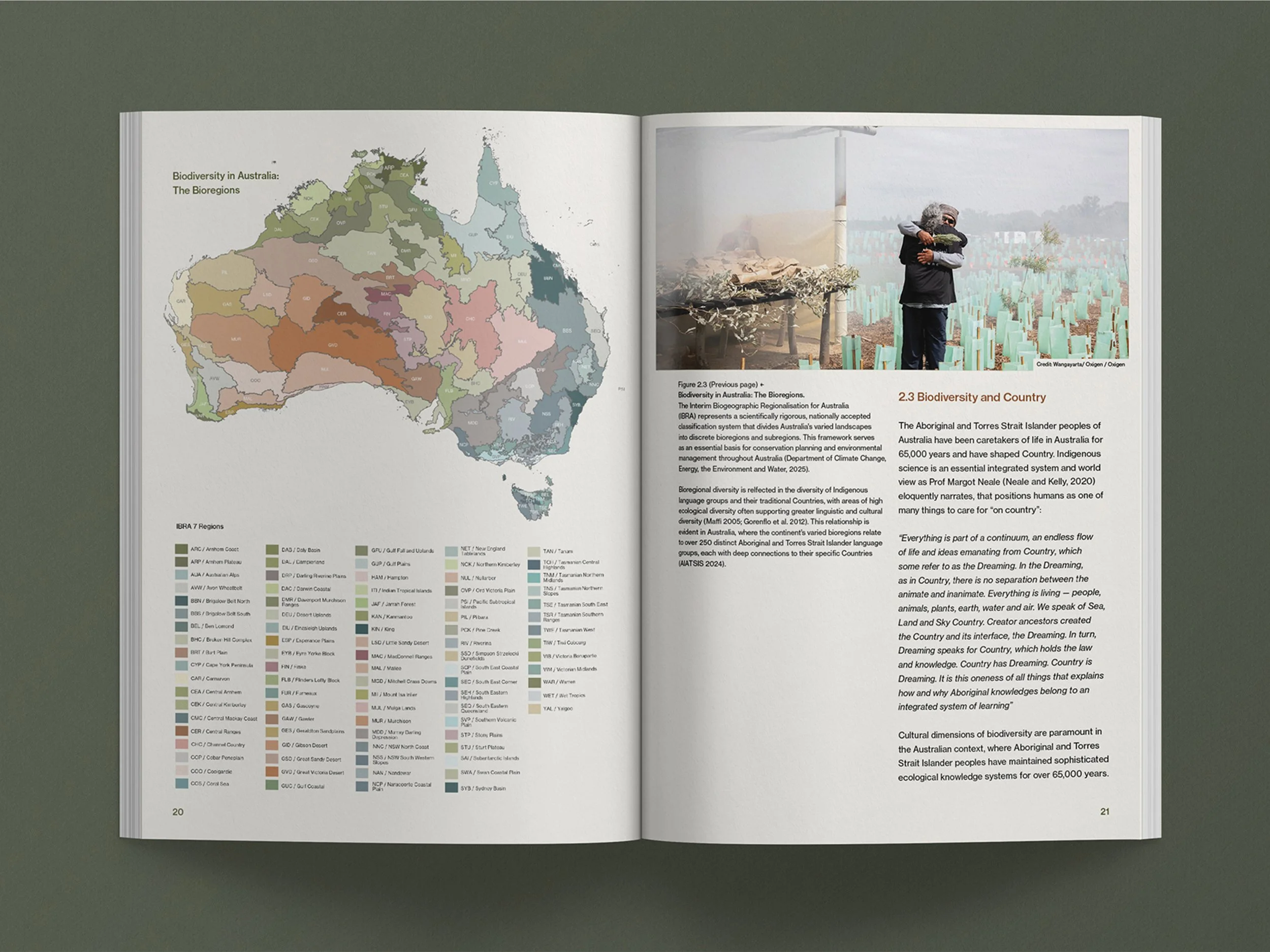 Pages from the AILA guide a map of Australia's bioregions